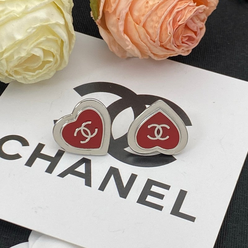 CC Black & Red Heart Gold Earrings