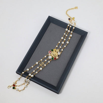 CC Color Crystal Pearls Choker Necklace