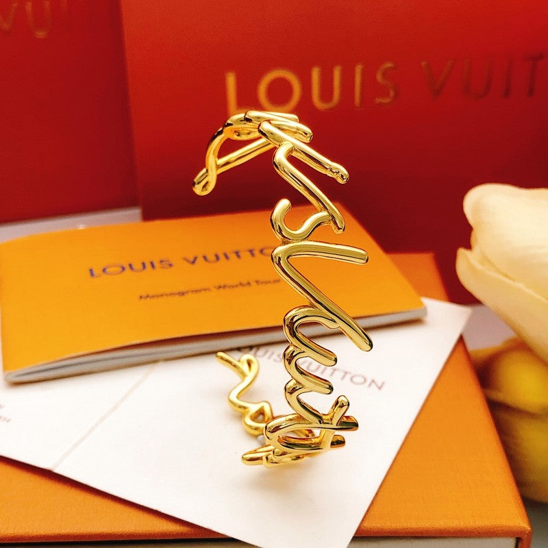 Louis Script Gold Cuff Bracelet