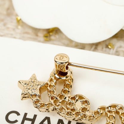 CC Leather Gold Brooch