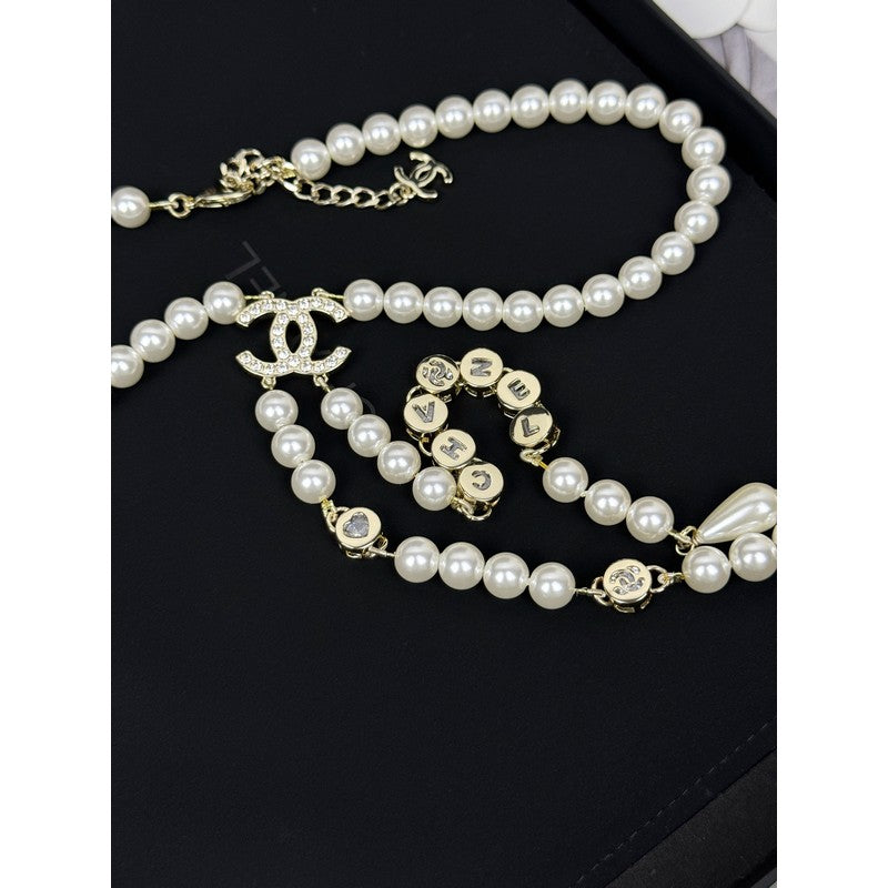 CC Long Tassel Pearl Necklace
