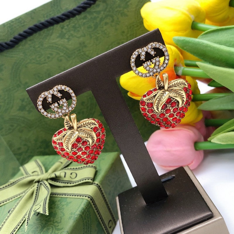 GG Red Strawberry Diamond Earrings