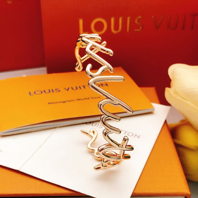 Louis Script Gold Cuff Bracelet