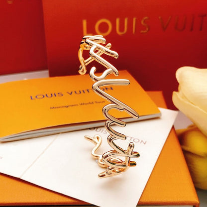 Louis Script Gold Cuff Bracelet