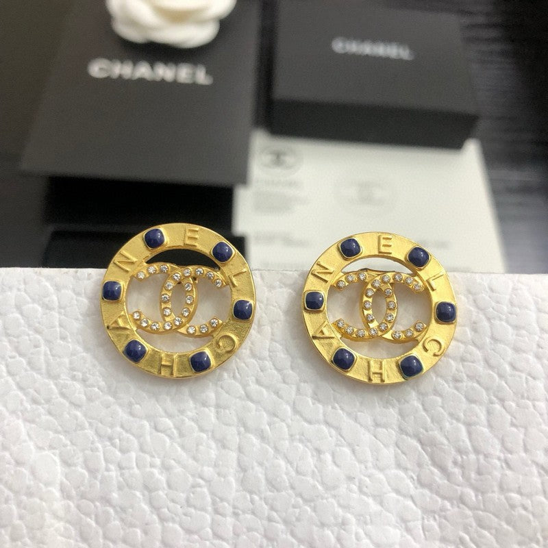 CC Black Bead Gold Earrings
