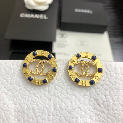 CC Black Bead Gold Earrings