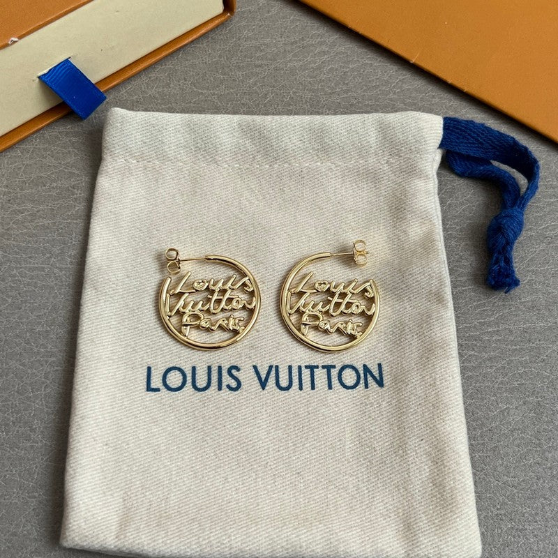 Louis Script Gold Earrings