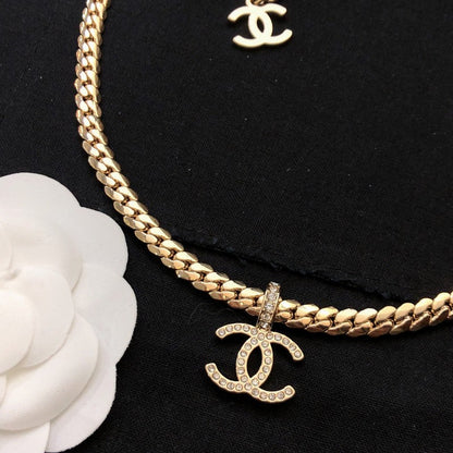 CC Snake Pattern Gold Chain Necklace