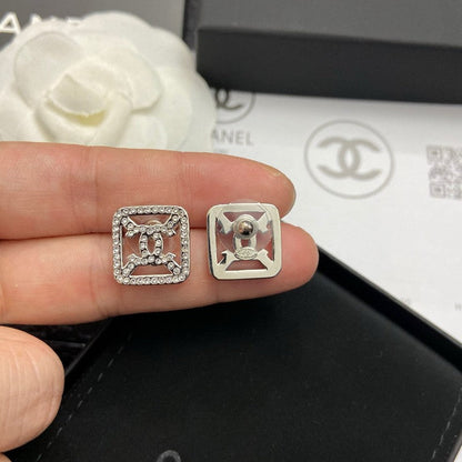 CC Pave Diamond Square Earrings