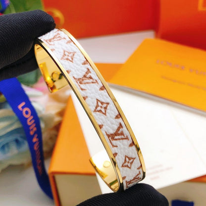 Louis White Monogram Gold Bracelet