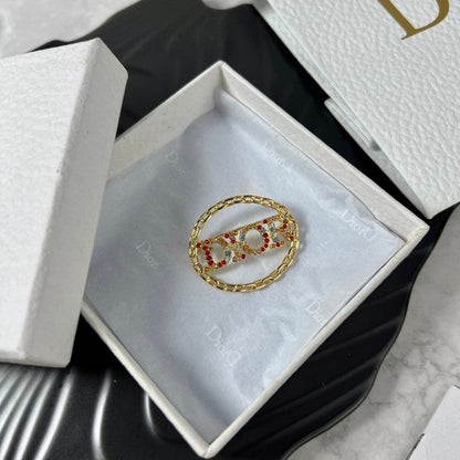 CD Color Crystal Gold Brooch