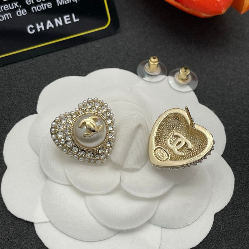 CC Heart Diamond Earrings