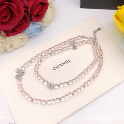 CC Pink Crystal Long Necklace