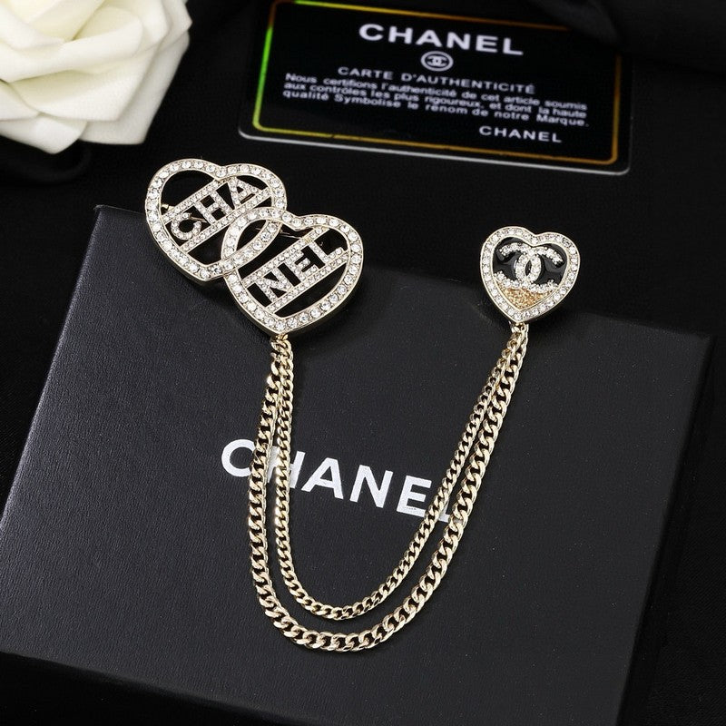 CC Triple Heart Chain Brooch