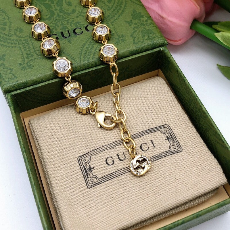 GG Bee Diamond Chain Choker Necklace