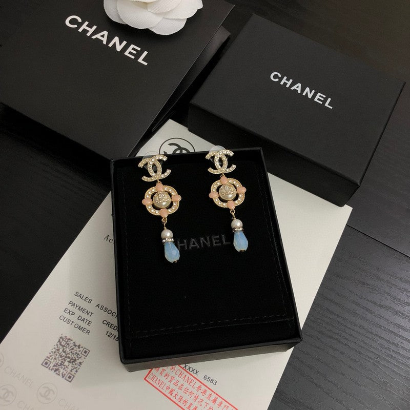 CC Pink Compass Long Earrings