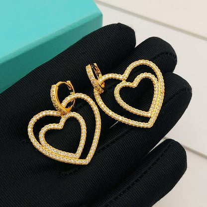 T Heart Diamond Earrings