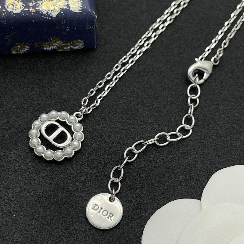 CD Petit Pearl White Gold Necklace