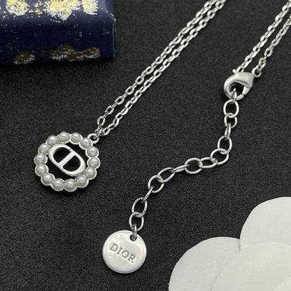 CD Petit Pearl White Gold Necklace