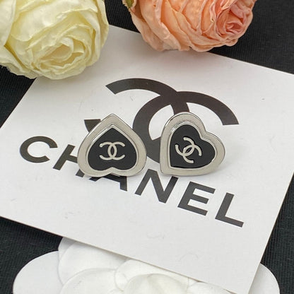 CC Black & Red Heart Gold Earrings