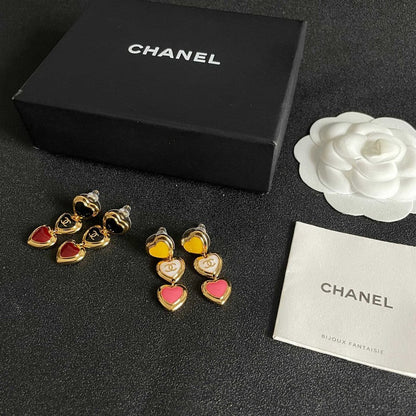 CC Three Heart Drop Earrings