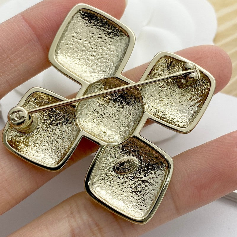 CC Rhombic Gold Brooch