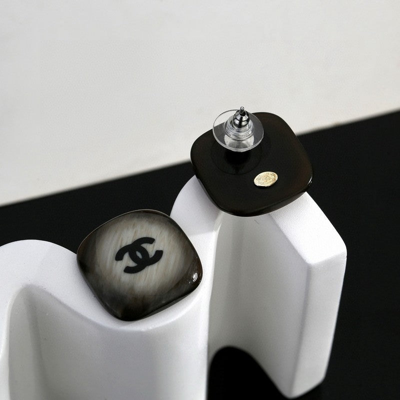 CC Black Square Earrings