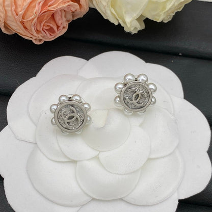 CC Round Pearl Earrings