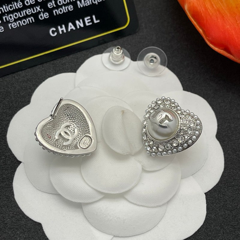 CC Heart Diamond Earrings