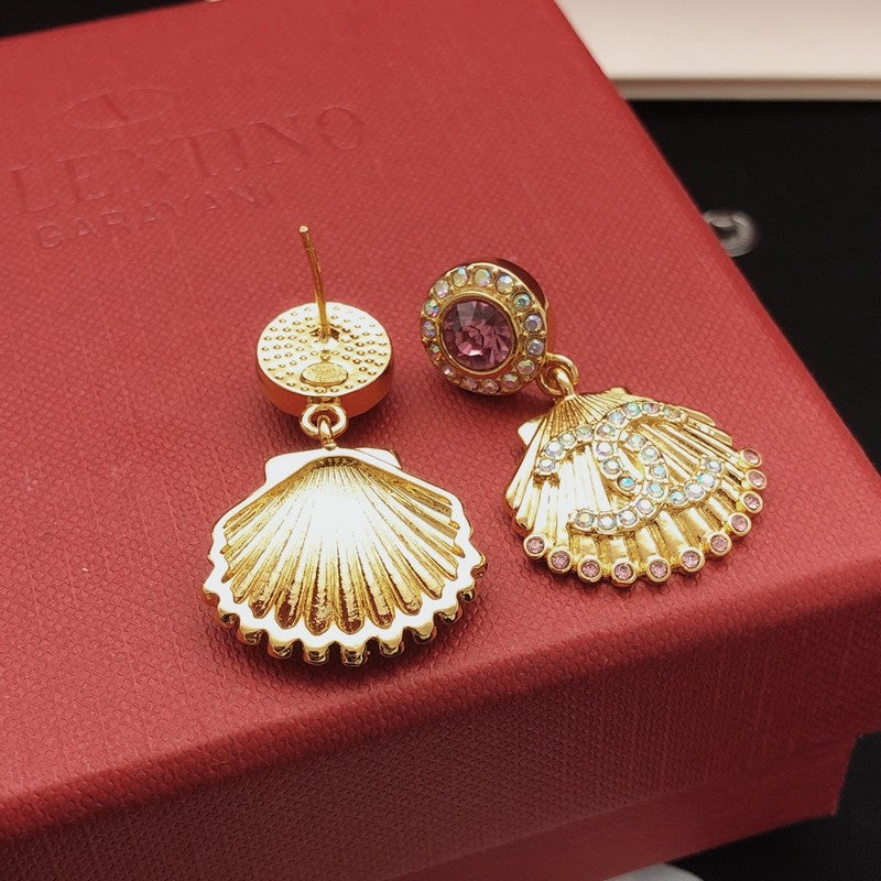 CC Color Crystal Seashell Earrings