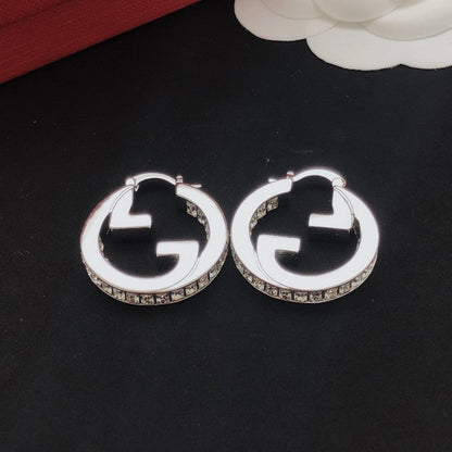 GG Crystal White Gold Earrings