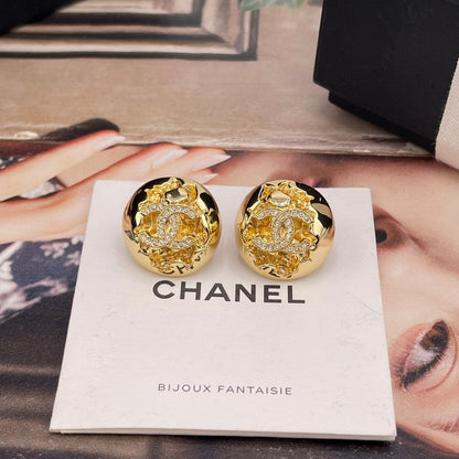CC Yellow Gold Diamond Earrings