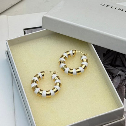 CE Pearl Round Gold Earrings