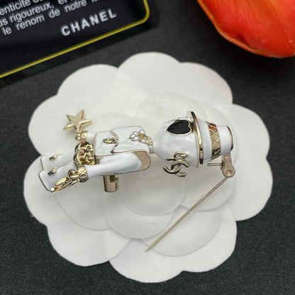 CC Robot Gabrielle Doll White Brooch