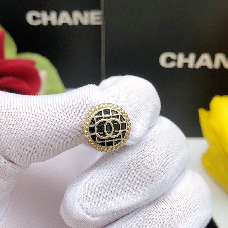CC Black & Gold Round Earrings