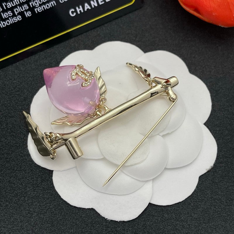 CC Pink Crystal Heart Brooch