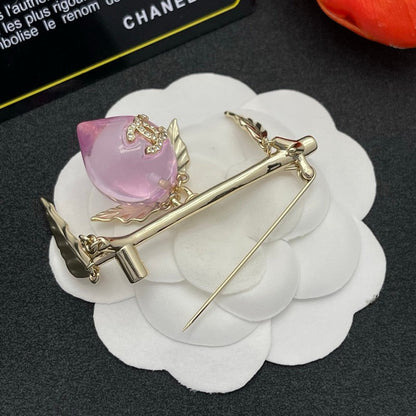CC Pink Crystal Heart Brooch