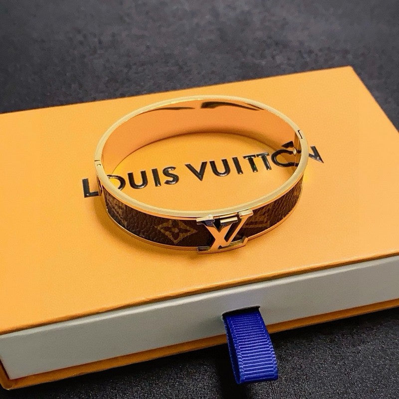 Louis Monogram Wide Leather Bracelet