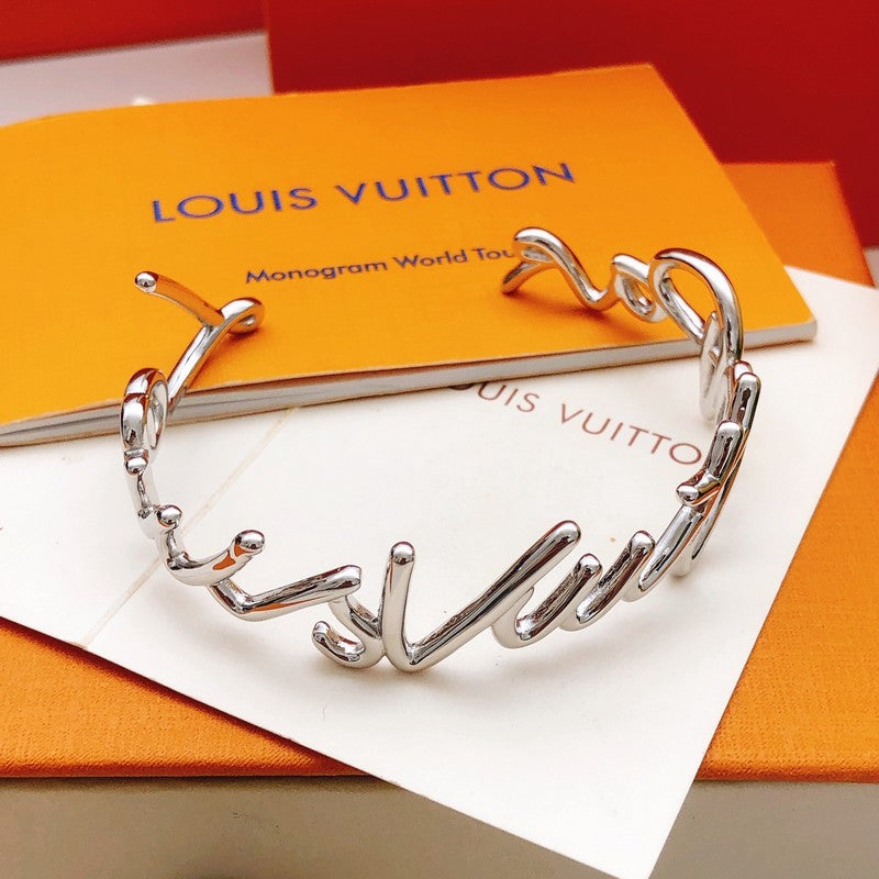 Louis Script Gold Cuff Bracelet