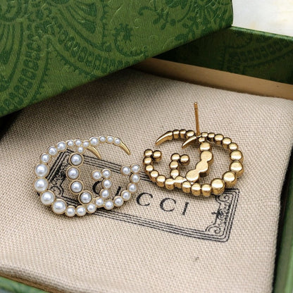 GG Pave Pearl Gold Earrings