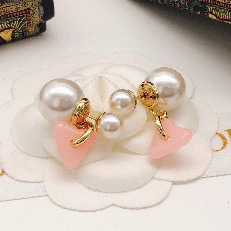 CD Pink Heart Drop Earrings
