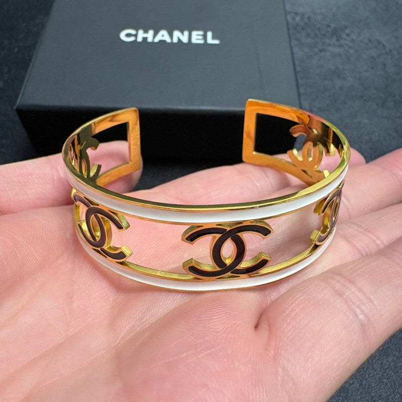 CC Hollow Gold Cuff Bracelet