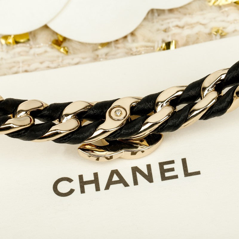 CC Black & Orange Leather Cuff Gold Bracelet