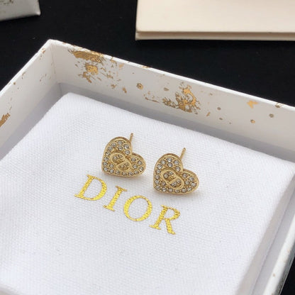 CD Diamond Heart Gold Earrings