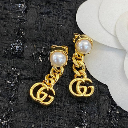 GG Pearl Chain Earrings