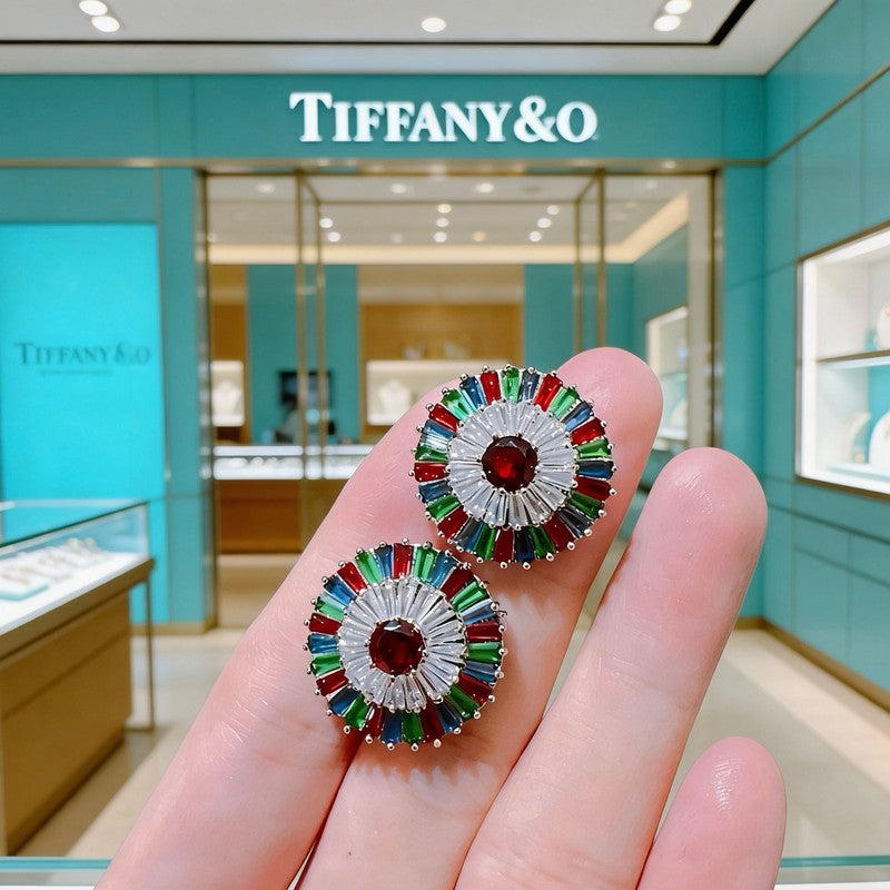 T Color Crystal Earrings