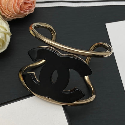 CC Black & White Gold Cuff Bracelet