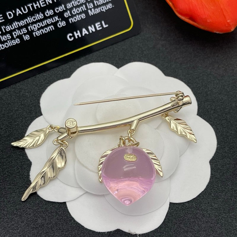 CC Pink Crystal Heart Brooch
