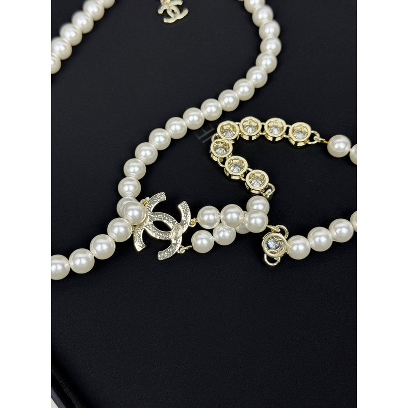 CC Long Tassel Pearl Necklace