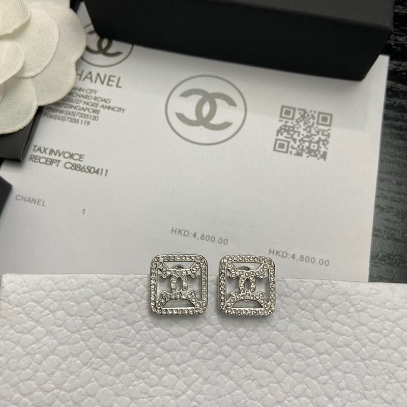 CC Pave Diamond Square Earrings